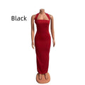 Elegant Maxi Dress with Off-Shoulder and Open Back