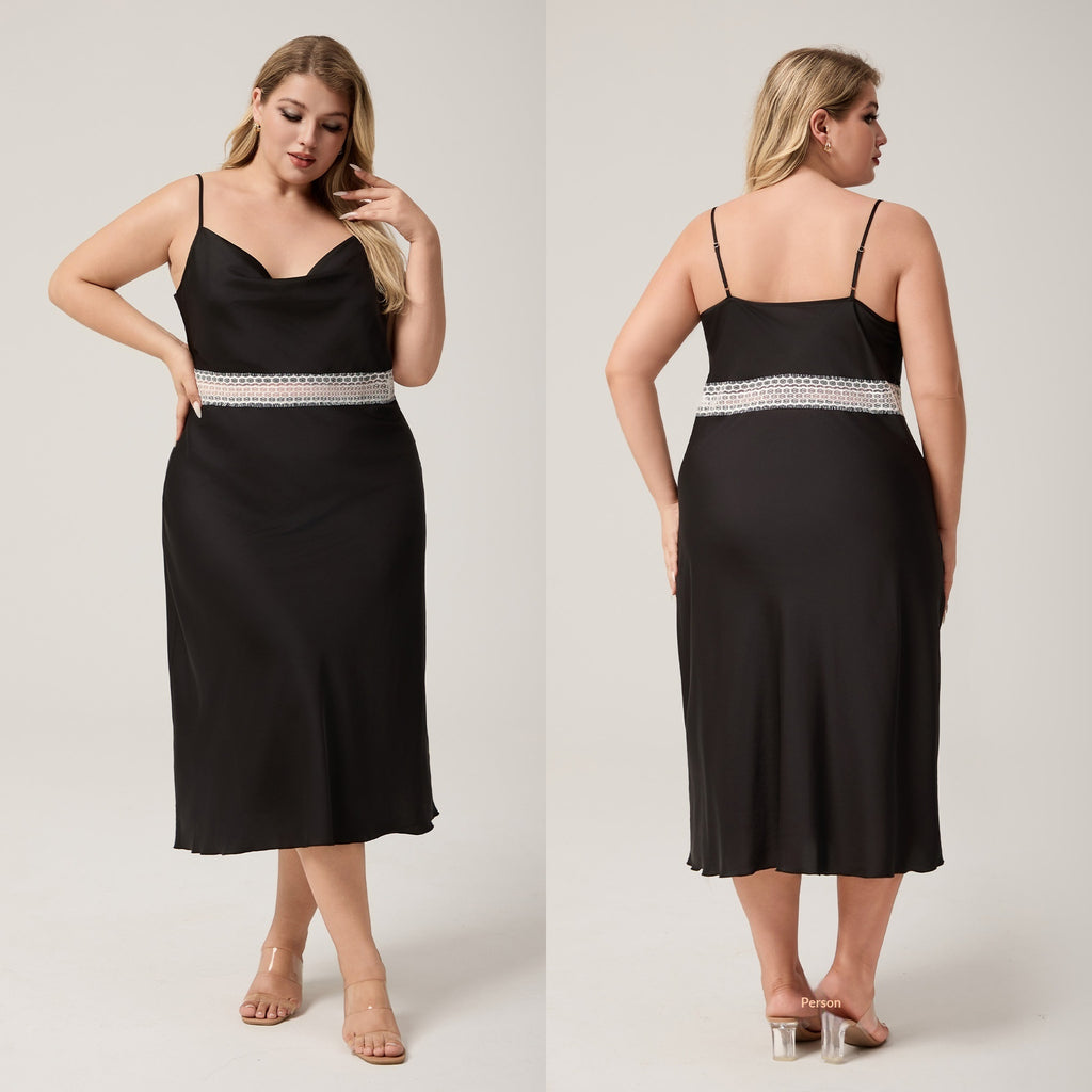Camisón de satén talla grande con tirantes finos