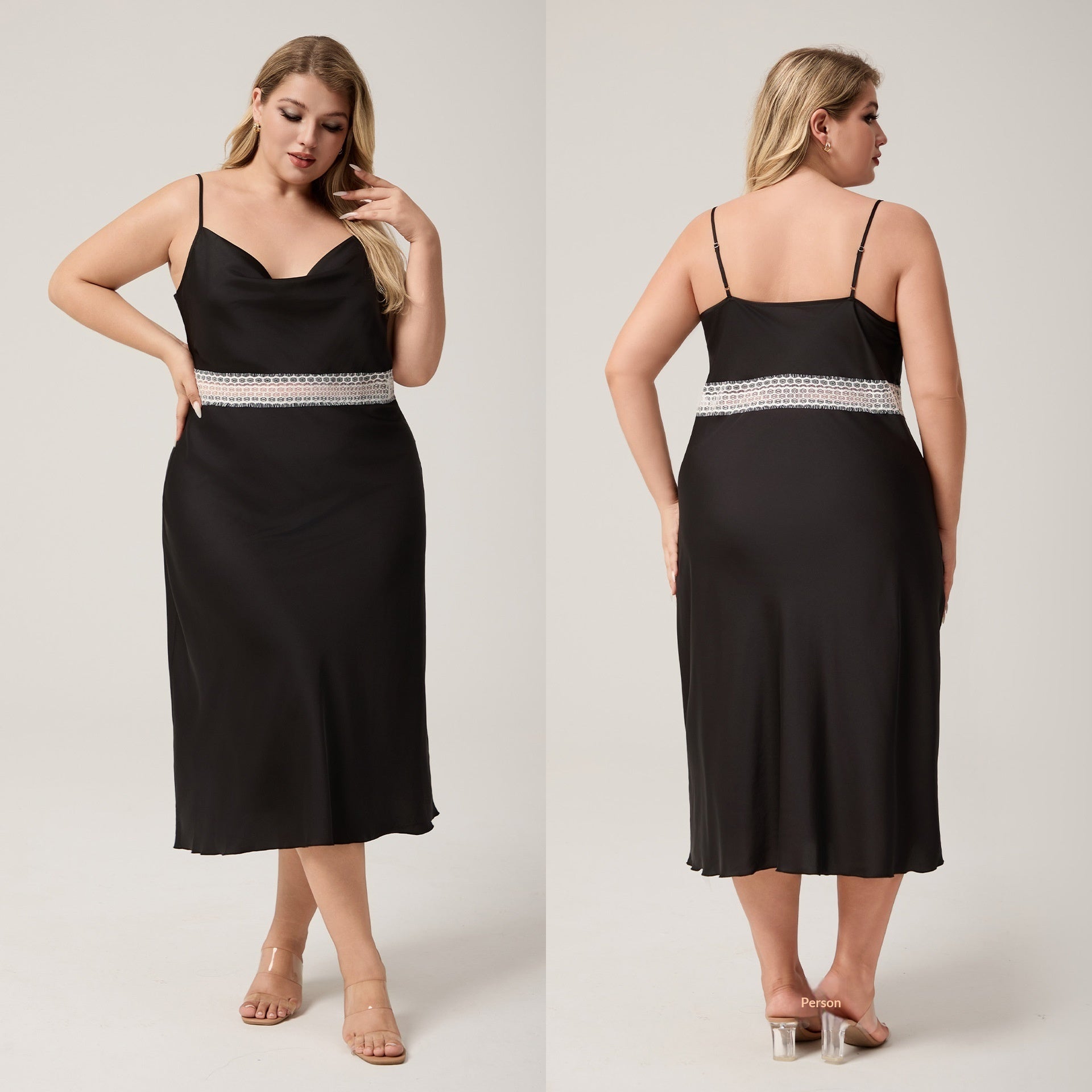 Camisón de satén talla grande con tirantes finos