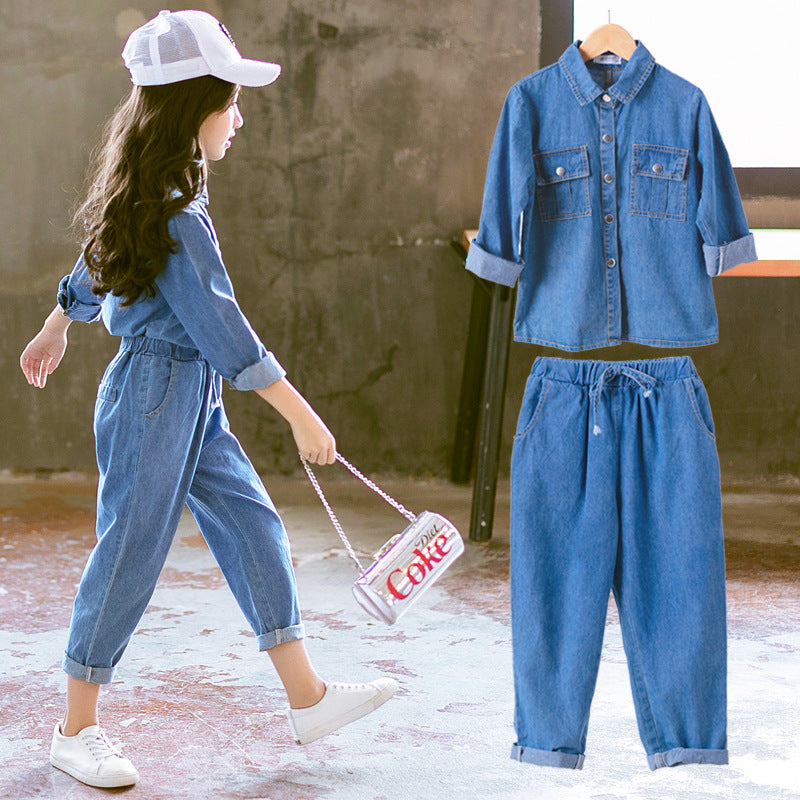 Conjunto de dos piezas de mezclilla para niñas