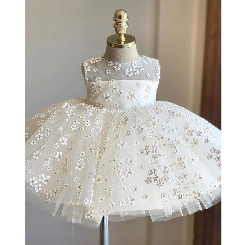 Vestido de Princesa con Estampado de Margaritas y Encaje