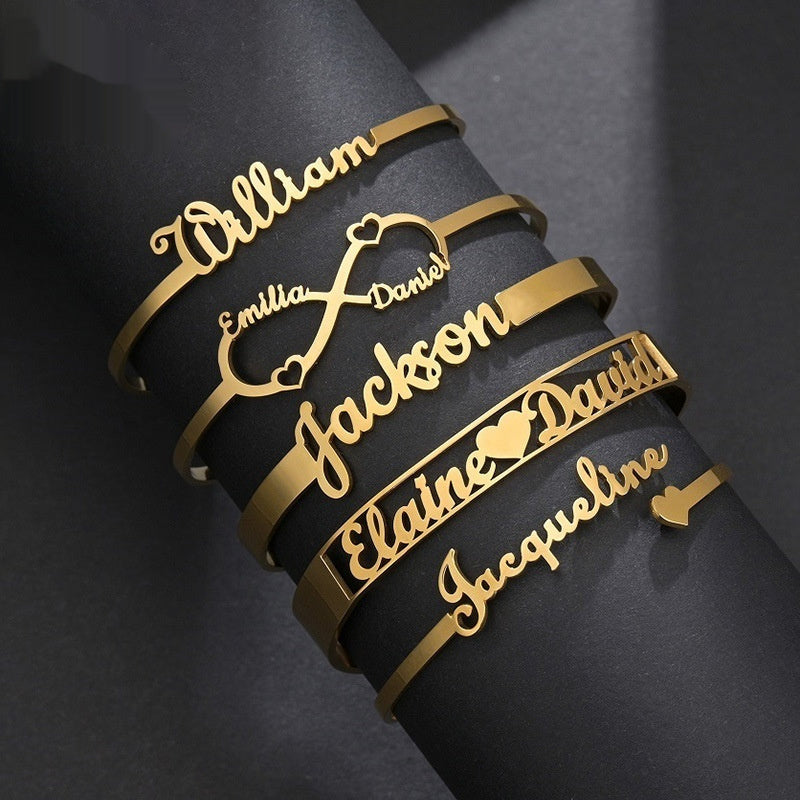 Pulsera personalizada de acero inoxidable con inicial