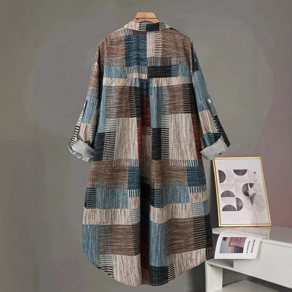 Retro Color-Block Casual Top for Women