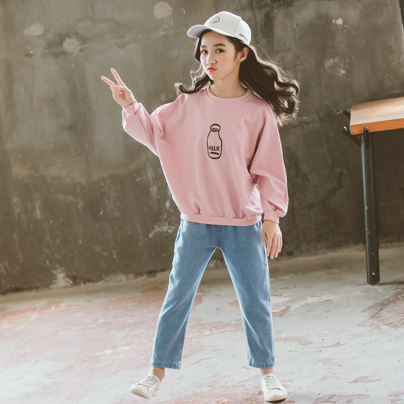Girls’ Printed Top & Jeans Set