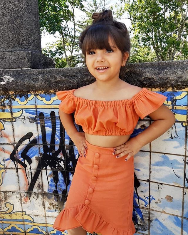 Girls’ Orange Skirt Set