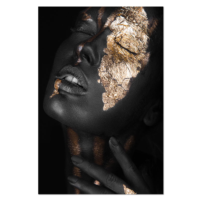 Gold Black African Woman Decorative Painting