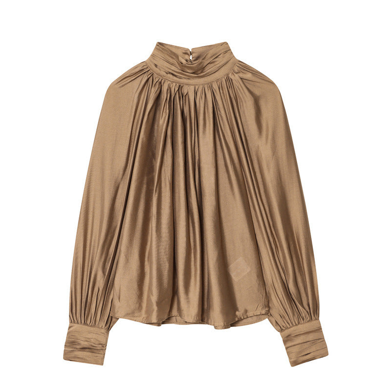 Draped Printed Shirt with Long Sleeves