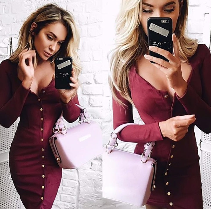 Minivestido entallado de manga larga para mujer