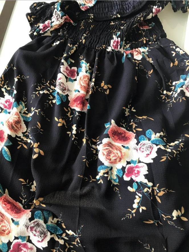 Vestido largo bohemio con hombros descubiertos