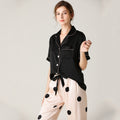 Conjunto de pijama efecto seda de manga corta y pantalón para mujer