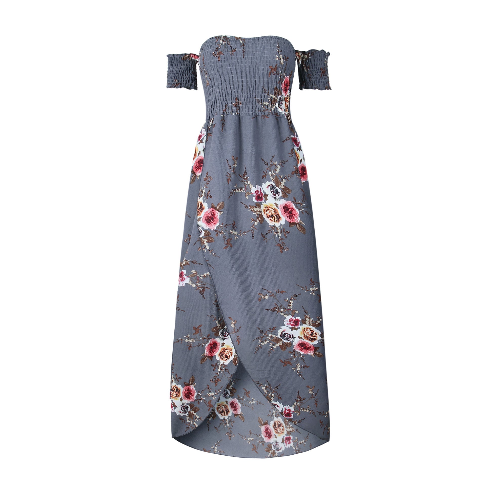 Vestido largo bohemio con hombros descubiertos
