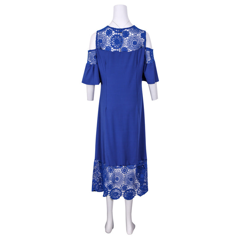 Mid-Length Dress with Butterfly Sleeves and Off-Shoulder