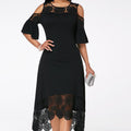 Mid-Length Dress with Butterfly Sleeves and Off-Shoulder