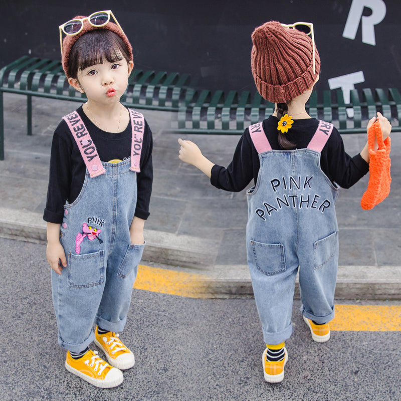 "Pink Panther" Denim Overalls for Kids