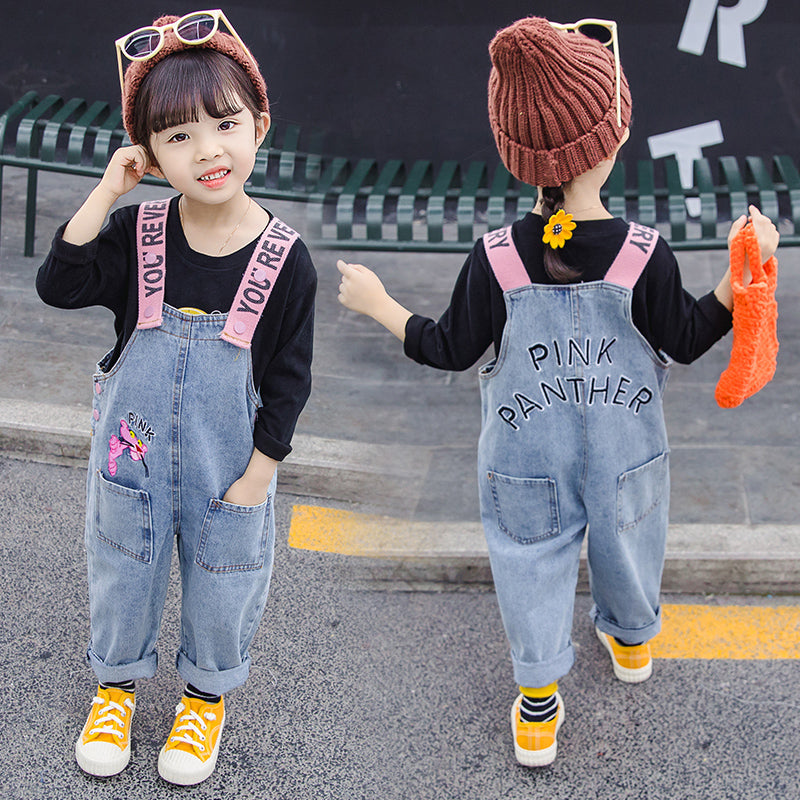 "Pink Panther" Denim Overalls for Kids