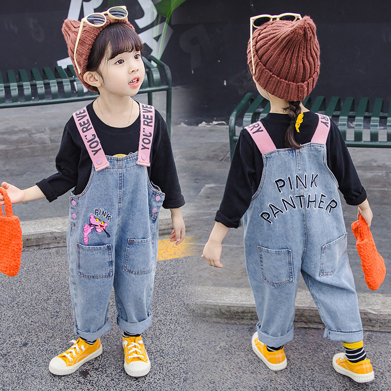 "Pink Panther" Denim Overalls for Kids