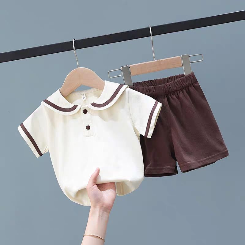 Ensemble 2 pièces en coton pour fille : t-shirt à manches courtes et pantalon