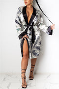 Robe mi-longue à manches longues pour femmes