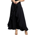 Solid Pants with Adjustable Waist and Ruffle Finish