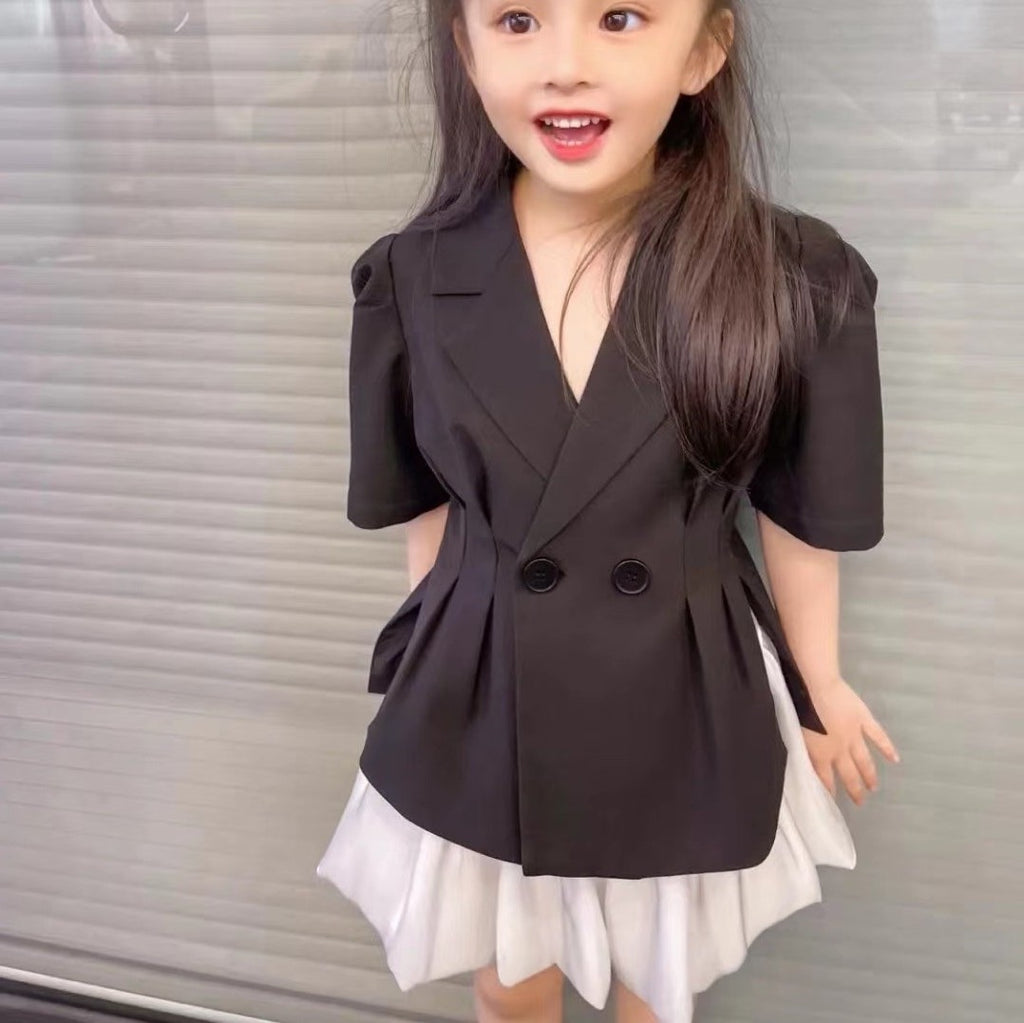 Conjunto de dos piezas de verano estilo Hepburn para niña