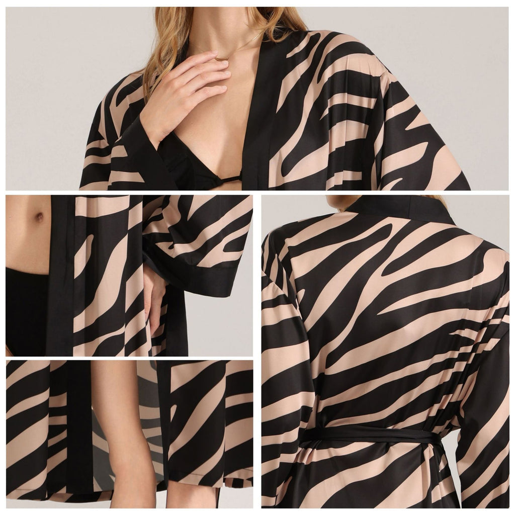 Light Zebra Print Pajama Set with Long Sleeves