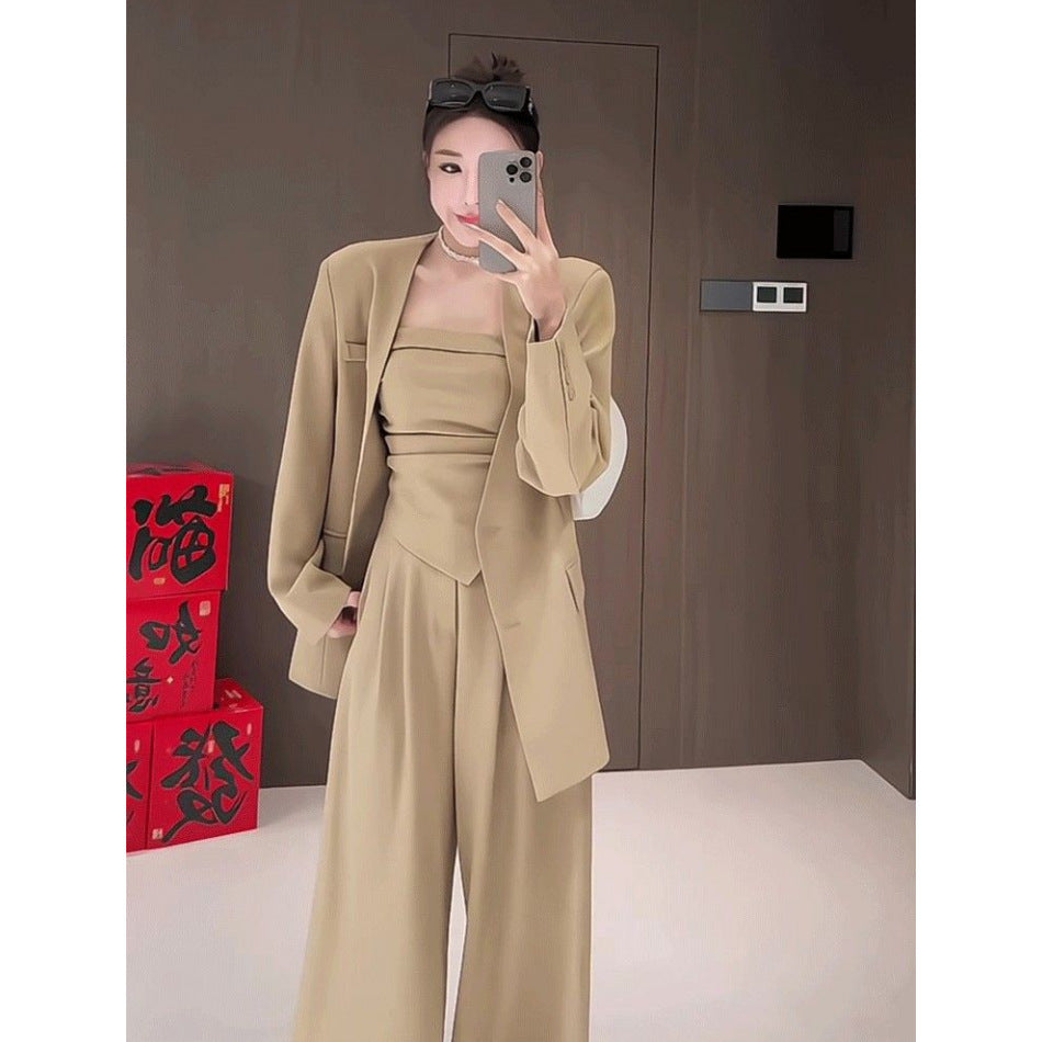 Jacket and Matching Wide-Leg Pants Set