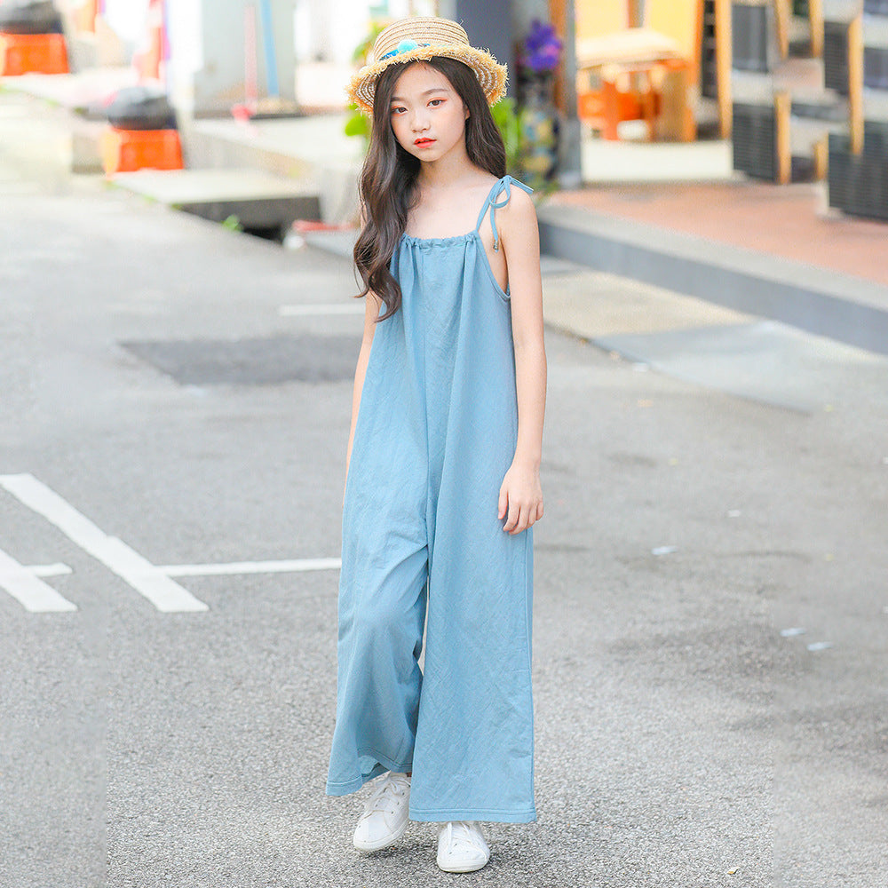 Girls’ Casual Wide-Leg Jumpsuit