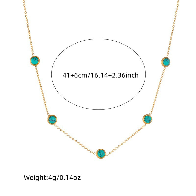 Juego de joyas de acero inoxidable con turquesa azul