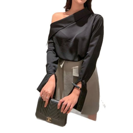 Elegant Off-Shoulder Button-Down Shirt for Women