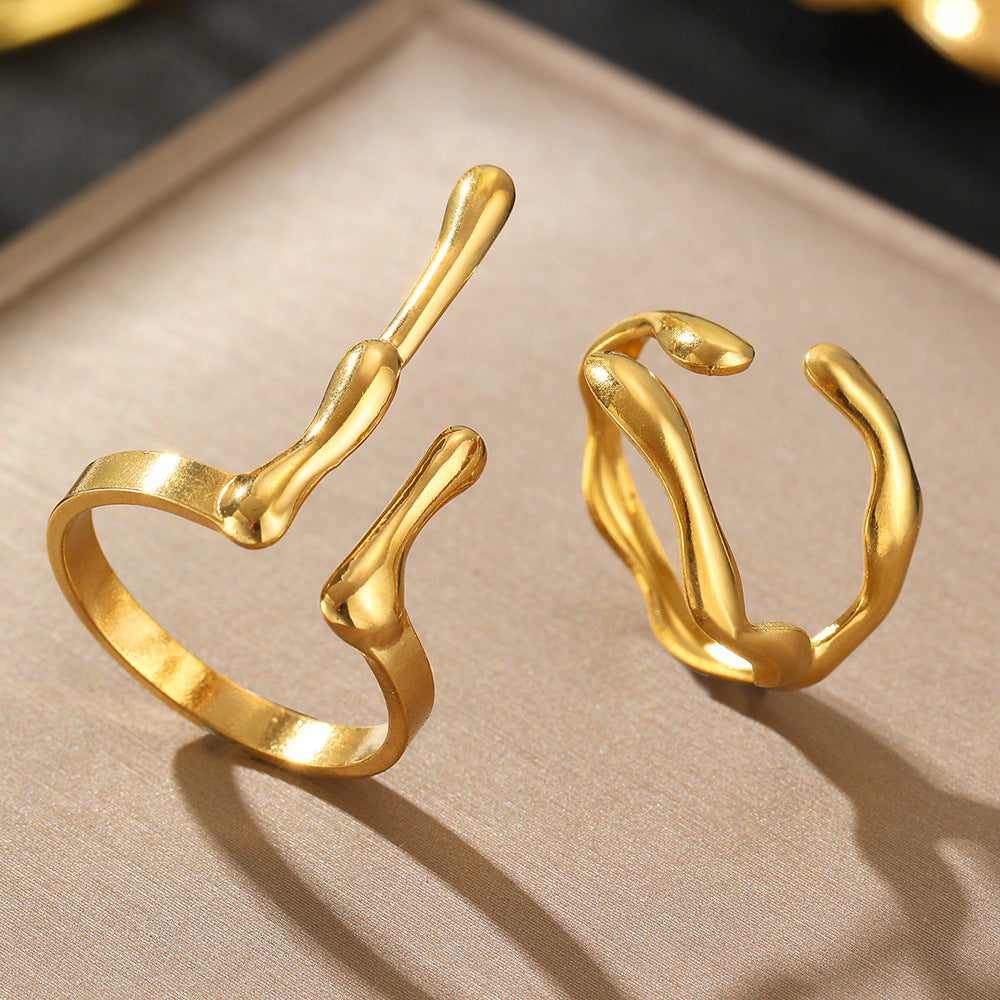 Anillo ajustable de línea geométrica