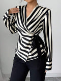 Elegant Striped Long Sleeve Shirt for Women