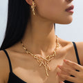 Gold Line Elegance Necklace and Earrings Set