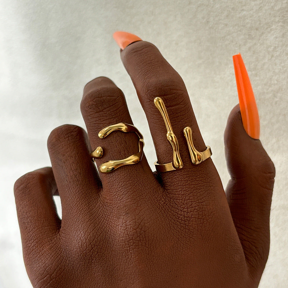 Anillo ajustable de línea geométrica