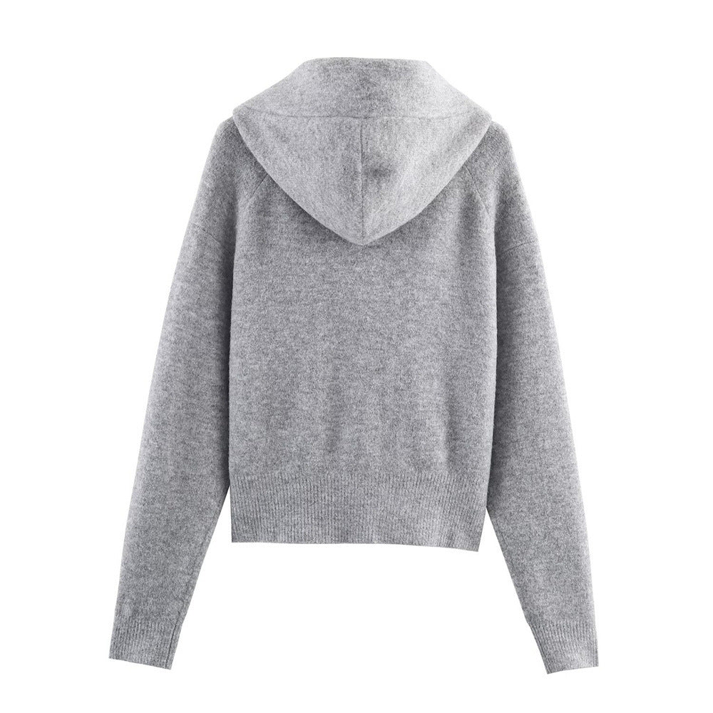 Cropped Long Sleeve Top with Zip, Fitted Cut