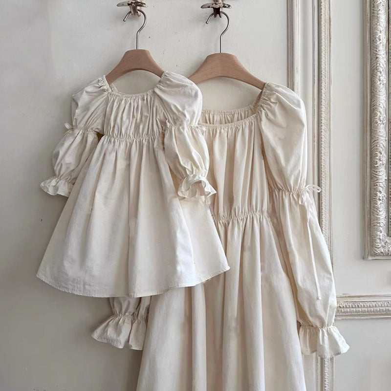 Princess Dress with Puff Sleeves Little Girls (Cotton)