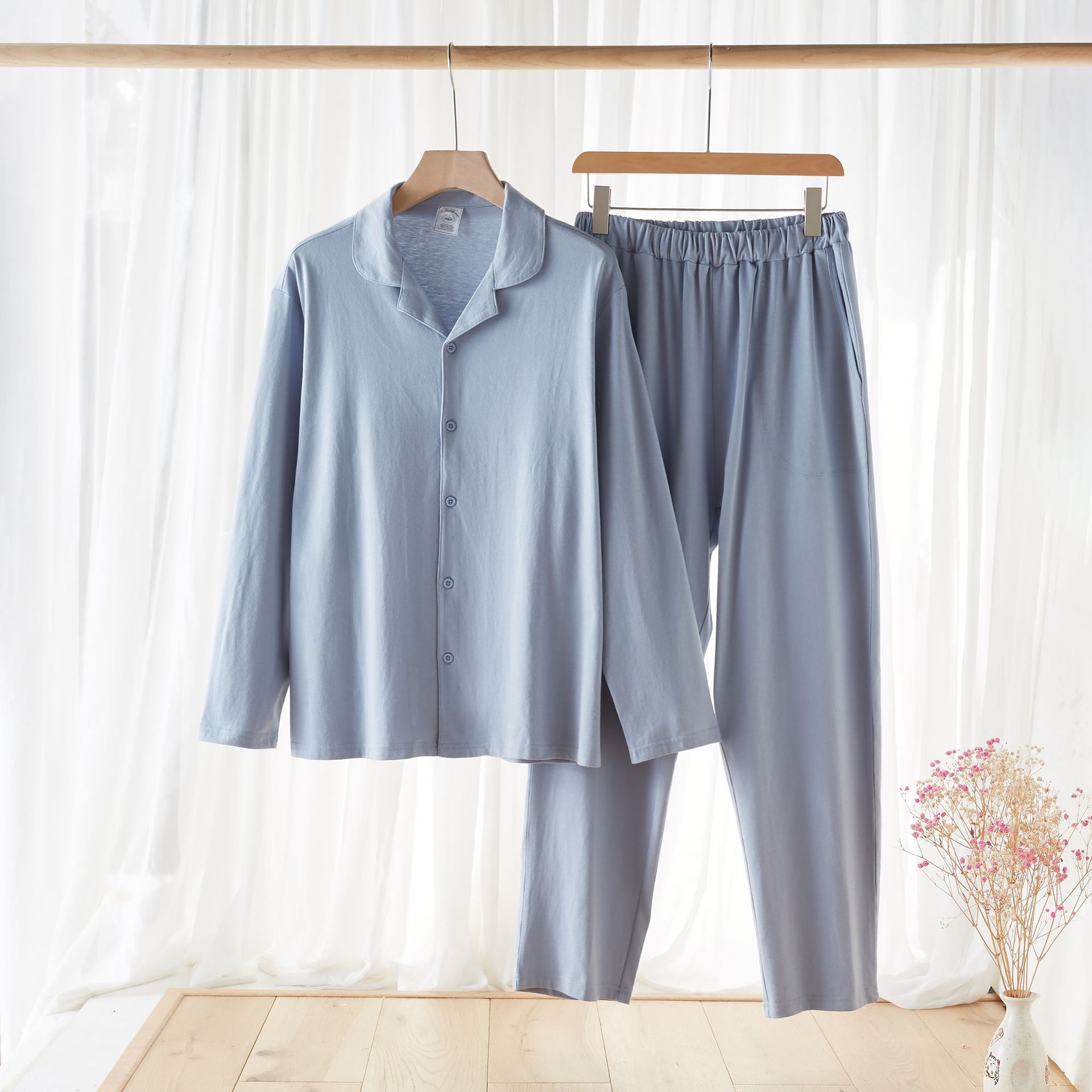 Pijama de algodón de manga larga para mujer