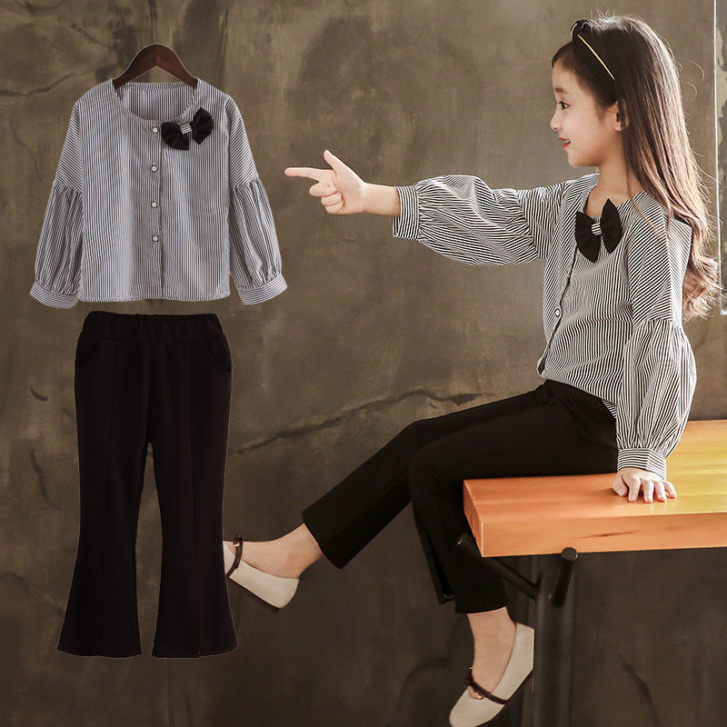 Girls’ Spring Bow Shirt & Pants Set