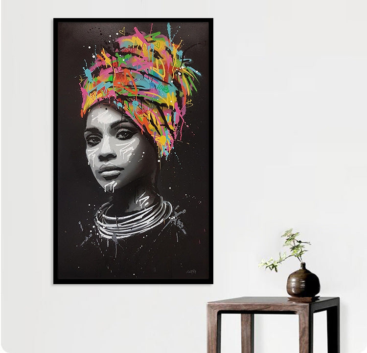 Cuadro en lienzo Mujer africana con turbante