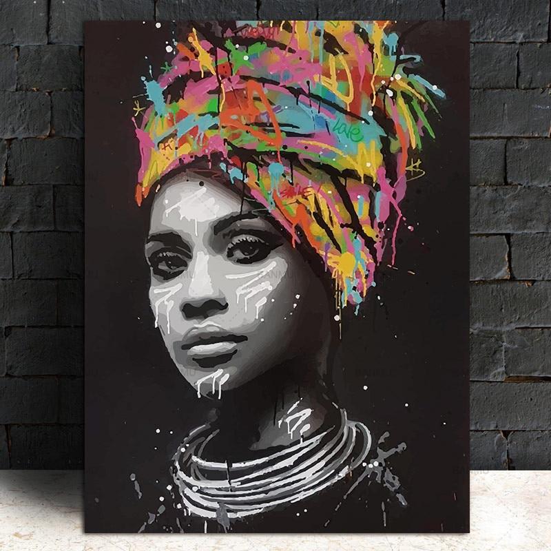 Cuadro en lienzo Mujer africana con turbante
