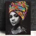 Cuadro en lienzo Mujer africana con turbante