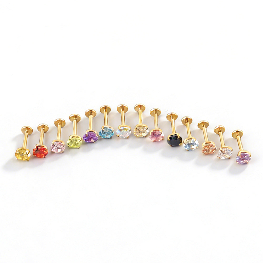 18K Gold-Plated Zircon Stud Earring