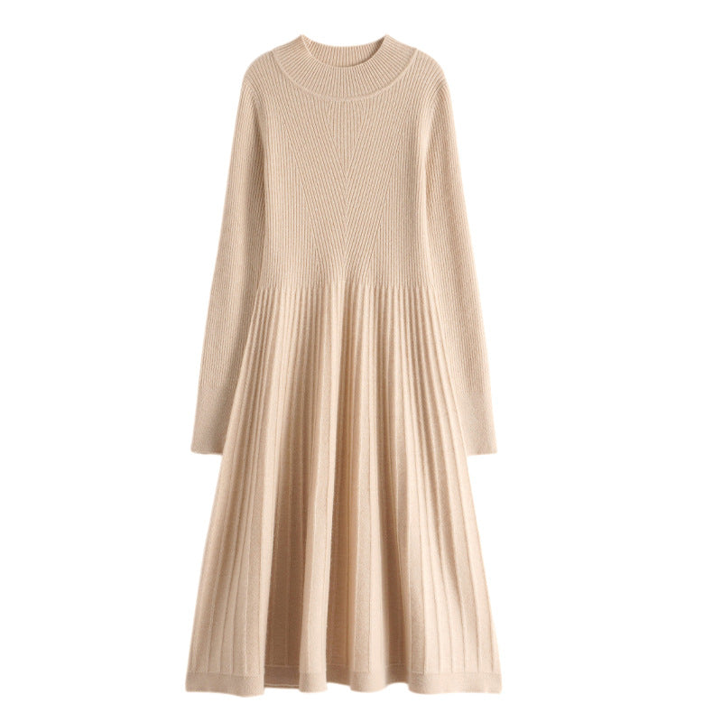 Vestido Sólido de Largo Medio, Elegante y Cómodo