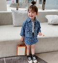 Girls Spring Denim Outfit Button-Up Jacket & Skirt