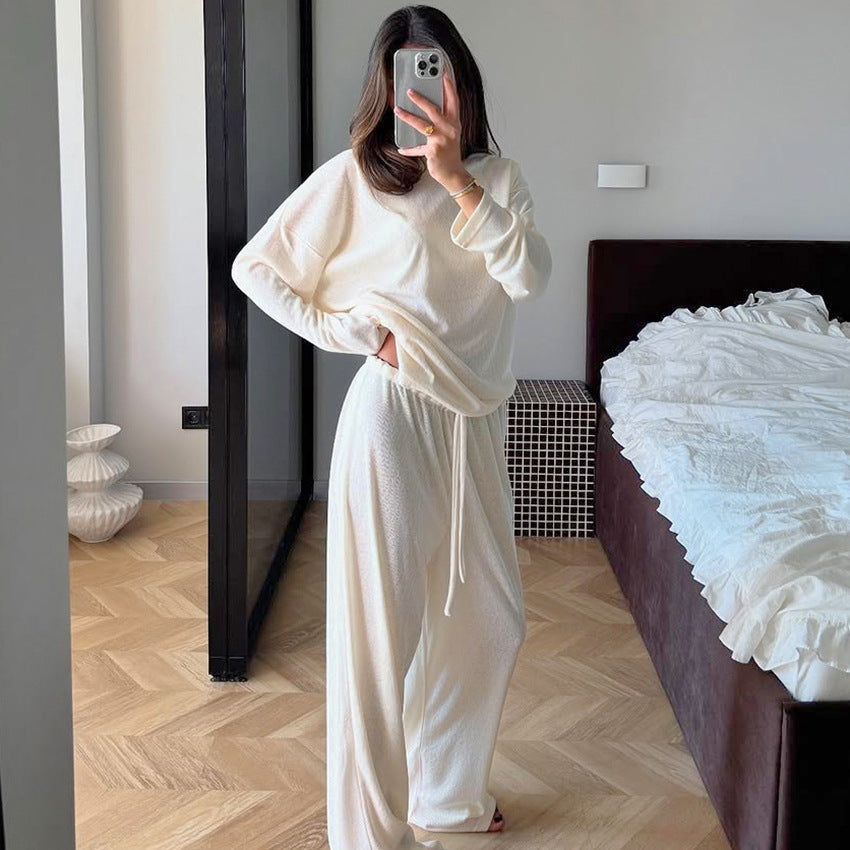 Soft Knit Pajama Set with Long Sleeve Top and Pants