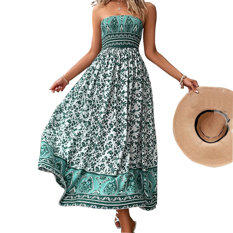 Printed Maxi Dress Open Back Sleeveless