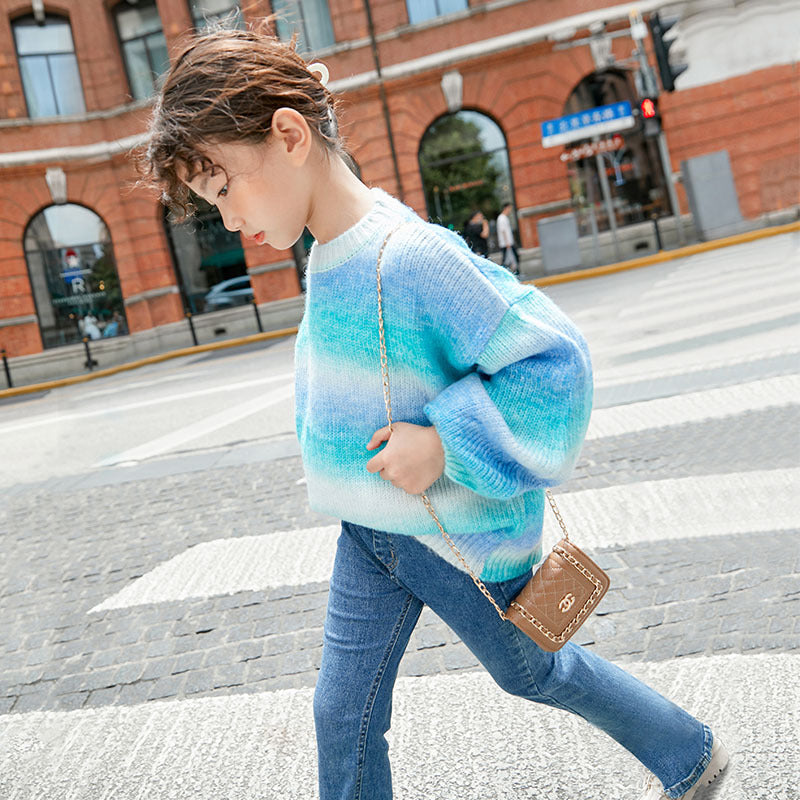 Girls’ Loose Korean-Style Pullover Sweater