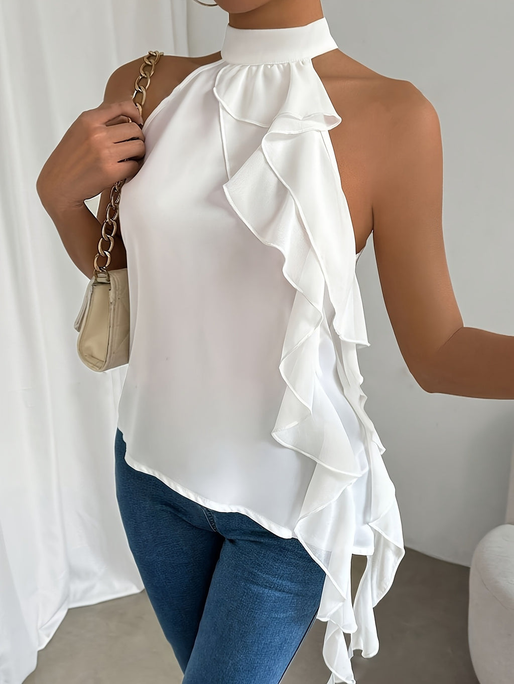 Open Back Top with Halter Neck
