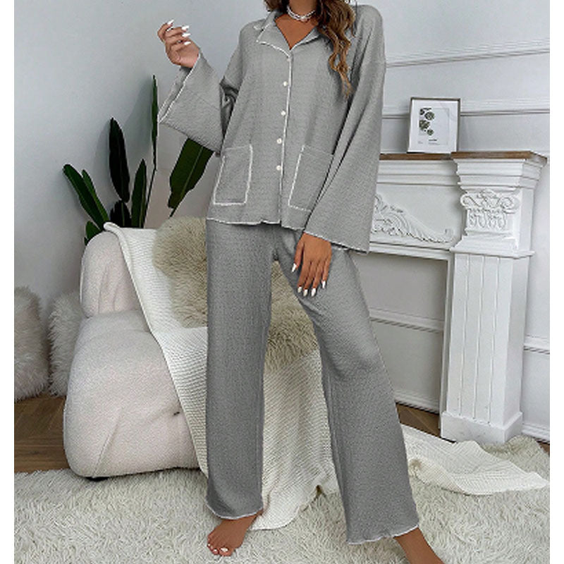 Conjunto de pijama de satén con cuello sastre para mujer