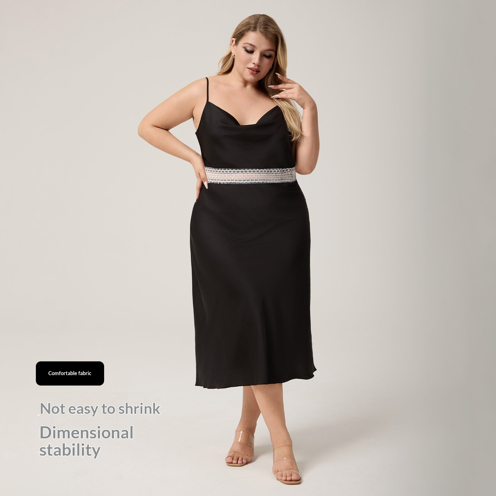 Camisón de satén talla grande con tirantes finos