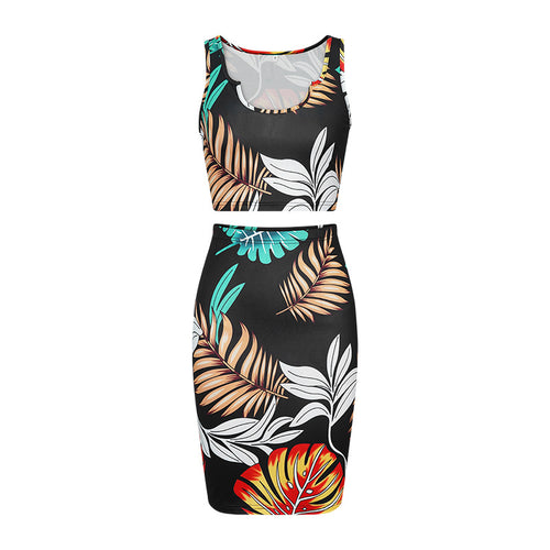 Conjunto estampado negro: Top ligero y minifalda